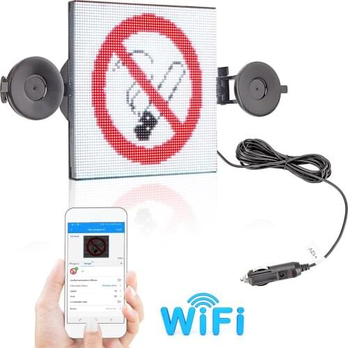 P3MM 64x64 WiFi Led Matrix Car Sign 12V Led Screen Full Color Display Your Custom Messages Sign Maker DIY Display Programmable