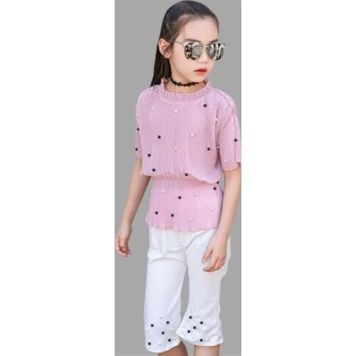 Kids Summer Clothes For Girls Chiffon Top + Pants 2 Pcs Casual Kids Clothes Teenage Clothes For Teen Girl 6 10 12 Years