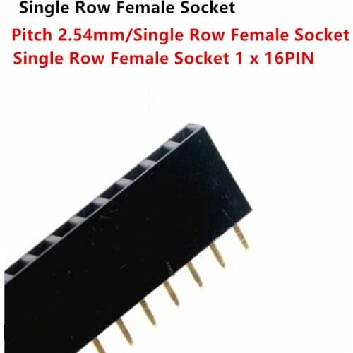 20 Pcs 2.54mm Single Row Female Socket 1 X 16P For PCB Board Right Angle Pin Header Socket Connector