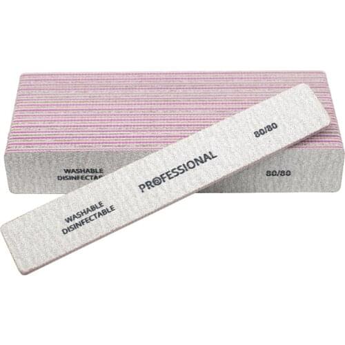 25Pcs/lot Professional Nail File Buffer 80/80 Girt Straight Emery Board Buffers Block Double Side Manicure Nail Glitter Tools