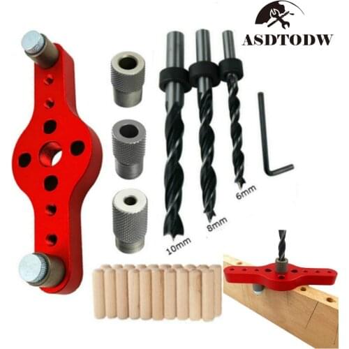 3/4/7/8/38Pcs Alloy Vertical Pocket Hole Jig Woodworking 6/8/10mm Wood Dowelling Self Centering Drill Guide Kit Hole Puncher