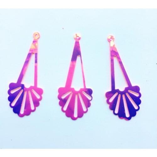 320pcs 17*43mm Long Drop Flowers Sequins For Crafts PVC With 1 Side Hole Oval Belly Costume Earring Accessories Shining Pink