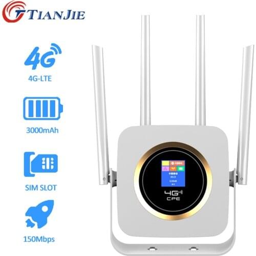 4G CPE Wifi Repeater 300Mbps Wireless Wi fi LTE FDD TDD Router Gateway 4*Antenna sim slot Ethernet boradband network +Battery