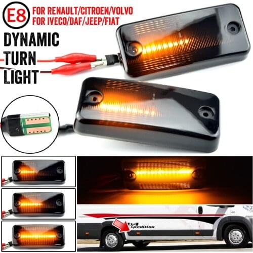 6pcs Dynamic Flowing LED Side Marker Light For Fiat Ducato Citroen Relay Peugeot Boxer Renault VOLVO MAN Iveco