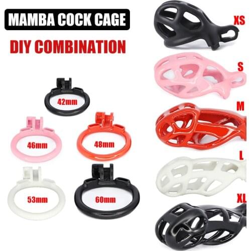 For Mamba Cock Cage Accessories Extra Cage and Base Ring Penis Sleeve Plastic Chastity Device Toys