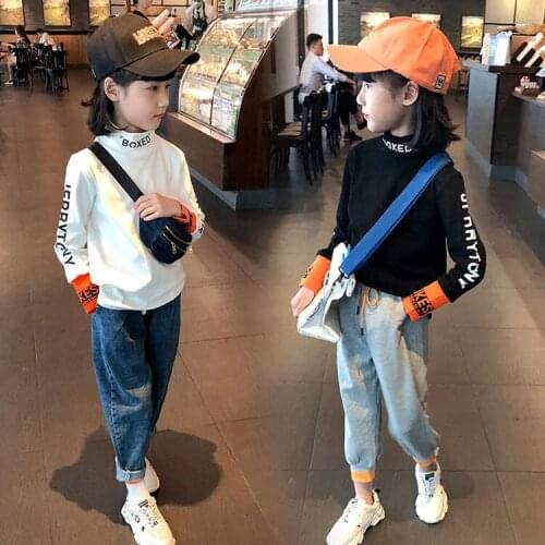 Children Tops Girls Long-sleeve T-shirts Spring and Autumn New Childrens Bottoming Shirts Big Kids Clothes