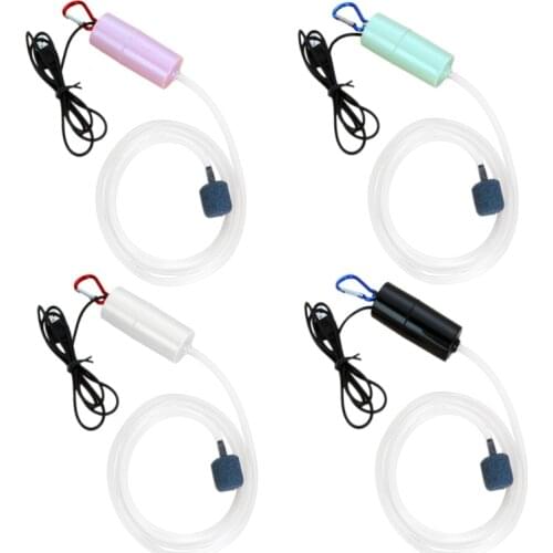 H7JB Aquarium Air Pump 1W Ultra-Quiet Fish Tank Bubbler Air Pump with Air Stone Mini USB Charging Oxygen Aerator Portable