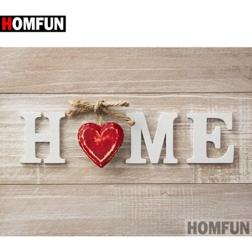 HOMFUN Square Round Drill 5D Diamond Painting Environmental Crafts Full Diamond Embroidery "Heart-shaped text" Home decor A00262