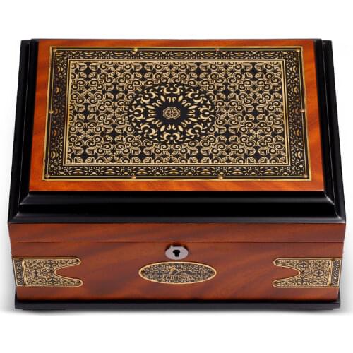 Cedar Wood Cigar Case W/ Humidifier Hygrometer Large Capacity Humidor Box Bronze Strips Cigar Case Smoking Accessories