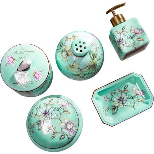 Bathroom Ceramic Set Storage Supplies Soap Dish & Soap Dispenser Storage Tank Aromatherapy Bottle Tissue Boxes Wedding Gift
