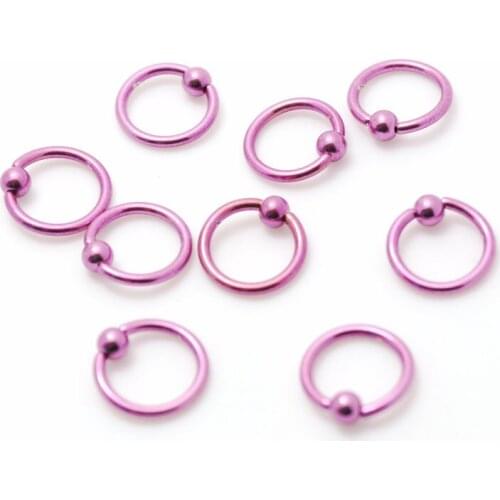 Captive beaded ring septum ring body piercing jewelry wholesale lot fashion lip rings 3mm balls pink color