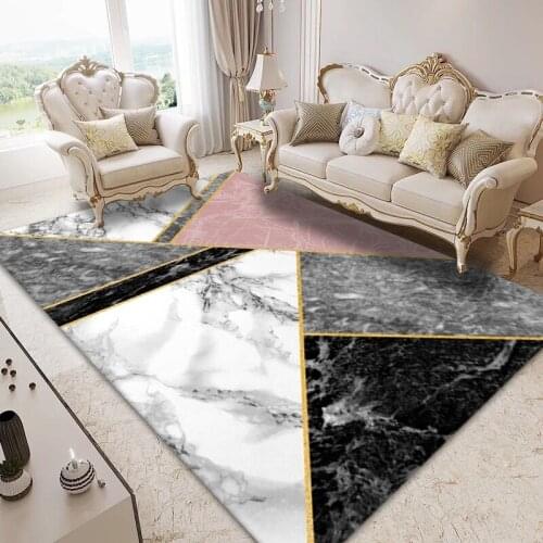 Geometric Marble Pattern Carpet Modern Home Kitchen Corridor Carpet Flannel Anti-slip Entrance Door Mat Bedroom Area Carpet