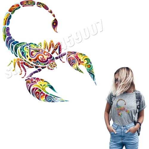 Colorful Scorpion Patches Big Design Iron On Style Washable DIY Stickers Handmade Prrinted 3D Stickers For Decoration T-Shirts