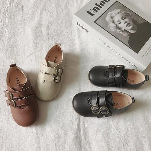 Girls' Small Leather Shoes Kids Toddler Baby 2021 Spring New Boys Fashion Bean Shoes Retro Style British Shoes Soft Kids Shoes