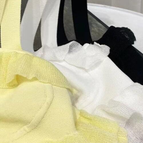 Maisie Women Tank Top Summer Solid Lace Spaghetti Strap Knitted Beach Sexy Stunning High Street Chic S