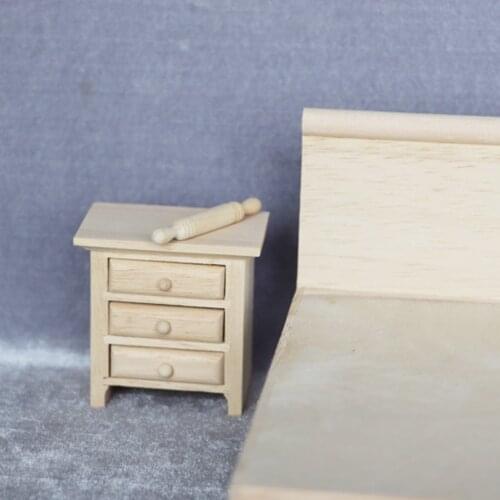 1:12 Dollhouse Bedroom Furniture Wood Bedside Table Cabinet Dolls House