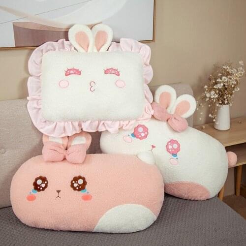 Kawaii Rabbit Plush Long Pillow Stuffed Animals Dolls Baby Bunny Kids Home Decor Pillow Soft Lolita Princess Hug Stuffed Doll