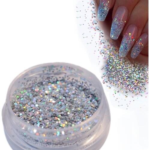 New 1 Box Mini Hexagon Shape Laser Shining Nail Art Glitter DIY Sparkly Paillette Tips Nail Manicure Sequins