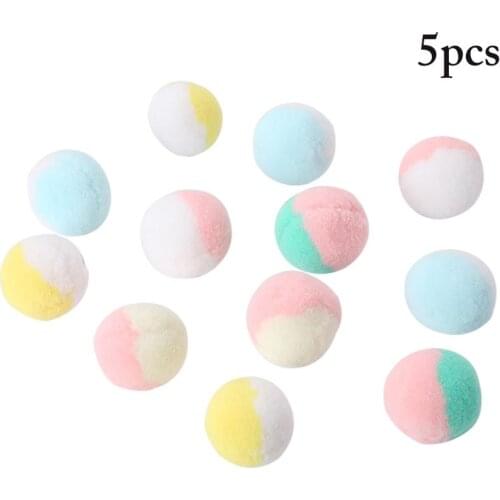 5 Pcs/Set Soft Plush Cat Toy Ball Interactive Kitten Pom Pom Ball Toy Funny Cat Chew Scratch Toys Pet Cats Supplies Accessories