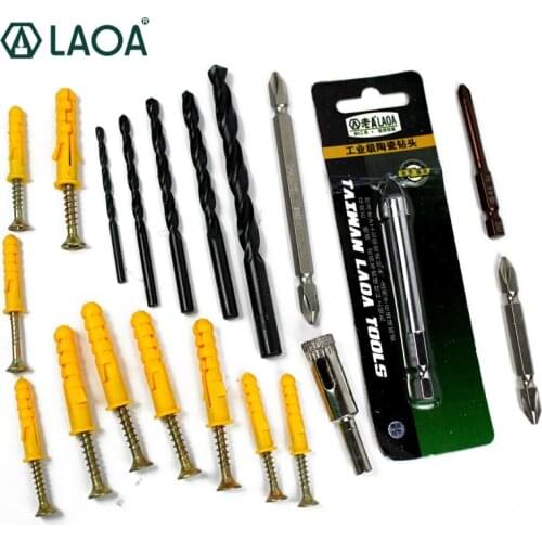 LAOA 20PCS Drill Accessories Set Include Drill bits Screws with Expansion bolt Screwdriver bits