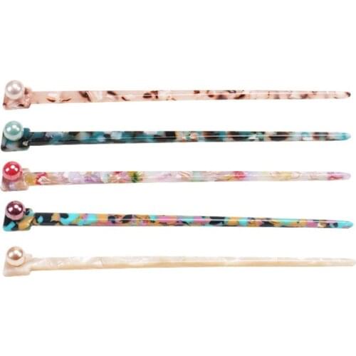 New Women Hair Sticks Acetate Barrette Clip Hairpins Simulated Pearl Bridal Tiara Hair Accessories Wedding Hairstyle Design Tool