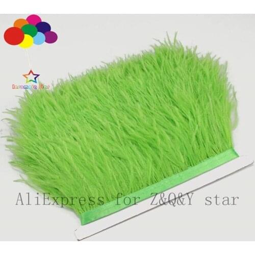 Z&Q&Y natural quality ostrich hair dyed fruit green made of cloth edge performance clothing accessories DIY craft feather