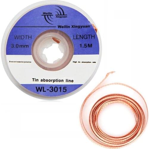 3.0mm Width Tin Absorption Line Solder Wick Band Speedy Desoldering Braid Welding Solder Remover Wick Soldering Wire 1.5m