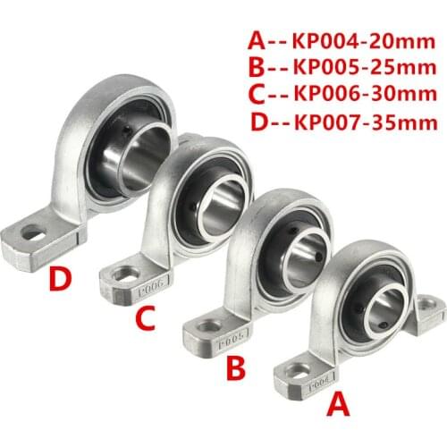 1PCS Zinc Alloy Diameter 20/25/30 / 35mm Pillow Support KP004 KP005 KP006 KP007 Bore Ball Bearing Block Mounted