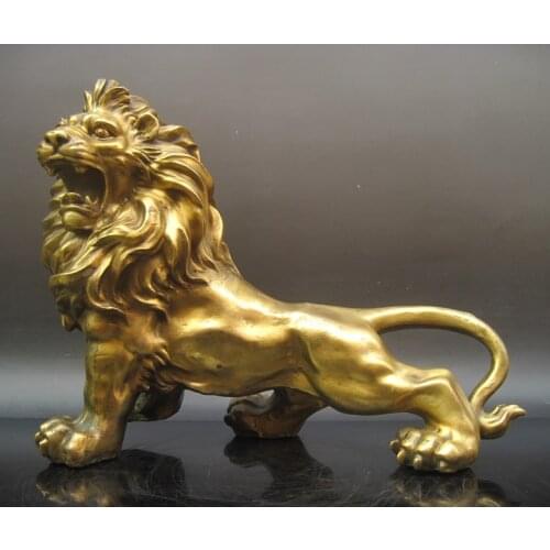 Wholesale bronze factory Copper crafts Good copper lion Large decoration bronze factory Pure Brass statue