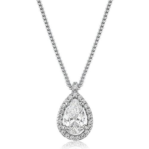 Valori Jewels 0.75 Carat, Zirconia White Gemstone, Rhodium Plated, Solitaire Pendant Necklace