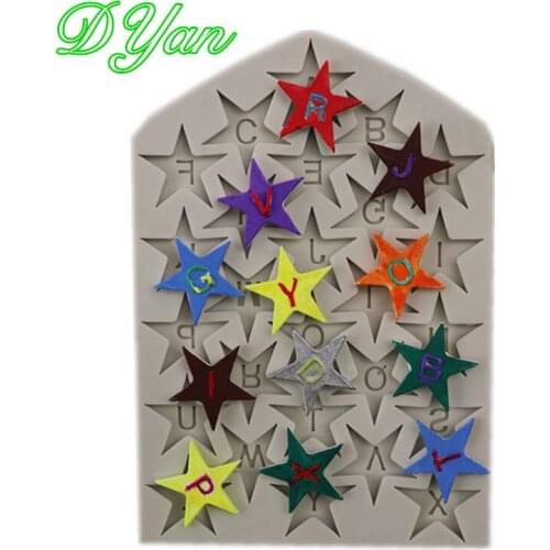 English Letters Star Alphabet Fondant Cake Silicone Mold Chocolate Cupcake Mould Christmas Kitchen Accessories A1738