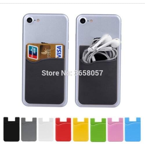 100pcs Silicone Wallet Credit Card Cash Pocket Sticker 3M Adhesive Stick-on ID Credit Card Holder Pouch For iPhone