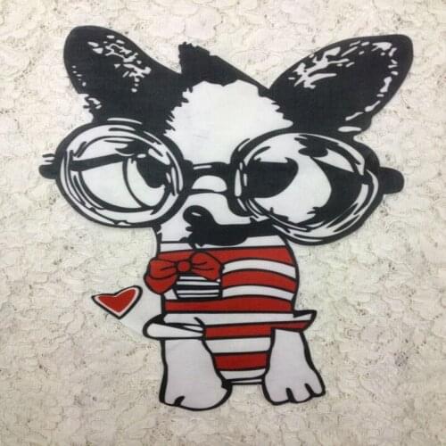Cute Animal Big Dog Iron On Patches Cartoon Embroidered Patch For Clothes Badge Stickers Fabric DIY Sequin Applique For T-shirt