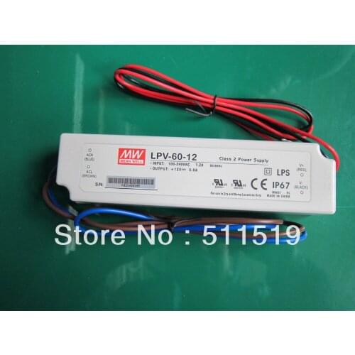 UL LISTED Mean Well single output LPV-60-12v water proof led driver 10PCS for lighting transformer