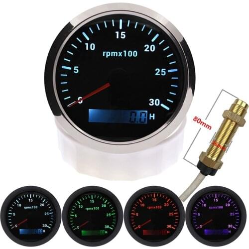 85mm 6000 7000 8000 RPM Tachometer For Marine Boat Motorcycle Car 7 Color Backlight Tacho Gauge Hourmeter Hour Meter Sensor