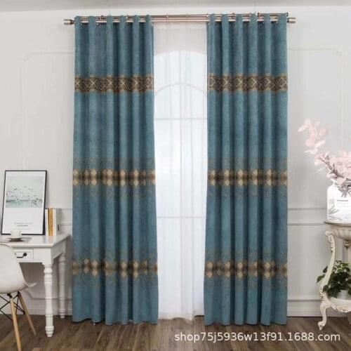 New SimpleThick Cashmere Jacquard Curtains Irregular Three-row Pattern Diamond Lattice Modern Curtains for Living Room Bedroom