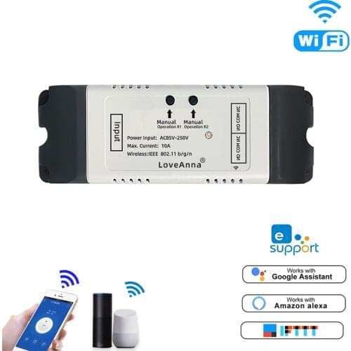 DC5V 12V 24V 32V /AC220V,WIFI 2CH Smart Switch,Rolling Door/Curtain Switch for AC/DC Motor,RF433,Alexa,Google Assistant,eWeLink