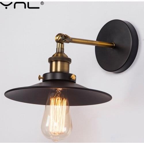 Vintage Industrial Sconce Wall Lights Fixture E27 110V-220V Black Color Indoor Retro Wall Lamp For Living Room Bar Bedroom Light