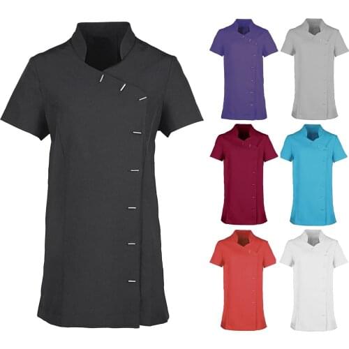 Tshirt Feminina Atacado 2021 Nurse Uniform Blouse Fashion Womens Loose Summer Short Sleeve T-shirt V-neck solid colour Tops