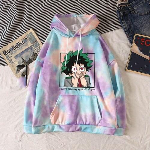 Kawaii My Hero Academia Hoodies Funny Deku Print Pullover Women Harajuku Aesthetic Sweatshirt Ulzzang Streetwear Unisex Tops