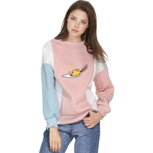 Women Casual Sweatshirts Harakuju Cartoon Fried Egg Print Pullover Tracksuits Top 2021 Summer Plus Size Kawaii Cute Clothing