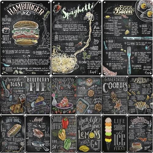 Metal Poster Vintage Tin Sign Plate Delicate Plaque Metal Tin Signs Cooking For Cafe Diner Bar Burger Kitchen Shop Wall Decor