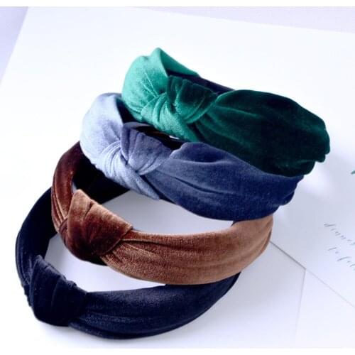 1PC Women Girl Velvet Headband Cross Bow Fashion Plain Hair Band Bow Headband Hair Hoop Accessories Headdress