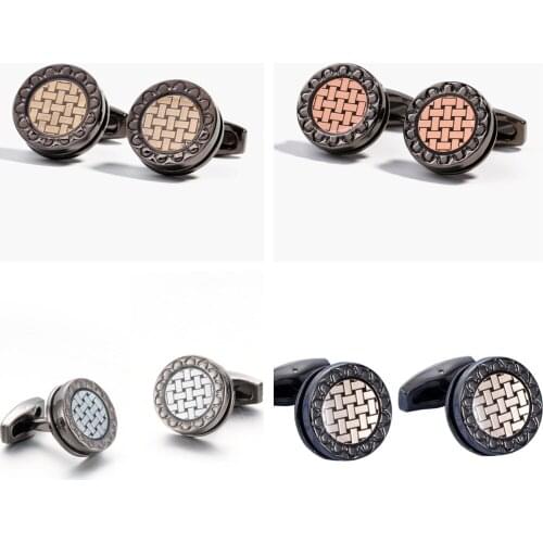 10pairs/lot Vintage Weaving Pattern Cufflinks Business Style Engraving Cuff Links Shirt Cuff Button Mens Jewelry Wholesale