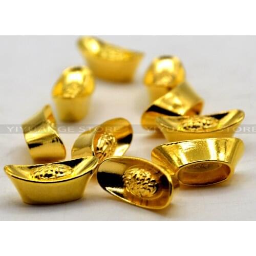 10 Pieces Mascot Metal Crafts Chinese Feng Shui Auspicious Lucky Money Gold Ingot Home Decoration Accessories