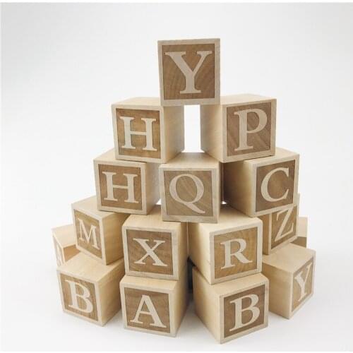 Natural Nursery Baby 26Pc Letter Blocks Toy Alphabet Blocks Rustic Baby Girl or Boys Decor Christmas Kids Gifts Children Toys