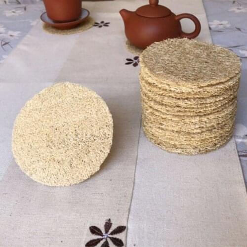 4 Packs Organic Loofah Sponge Tea Cup Teapot Mat Kung Fu Tea Set Tea Ceremony Gaiwan Kitchen Teaware Accessories