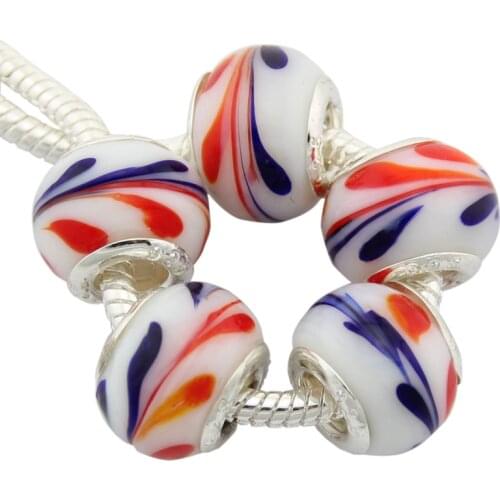 5pcs /Lot Fashion Murano Glass Lampwork Big Hole Beads Fit European Charm Bracelets Necklaces For Jewelry Making DIY G6