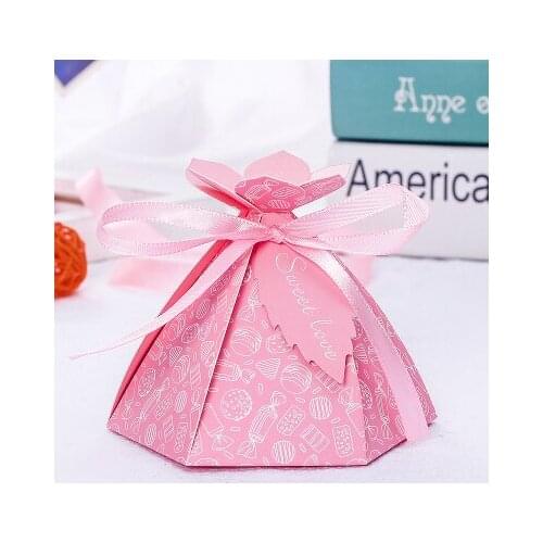 50pcs Candy Box With ribbon chocolate gift boxes souvenirs for guests wedding favors and gifts Birthday Baby Shower Favors boxes