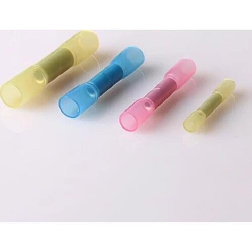 50PCS Heat Shrink Butt Terminals Insulated Electrical Wire Connectors Nylon Brass Terminal BHT1.25 2 5 0.5 AWG22-16 16-14 12-10